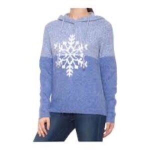 NWOT CUPCAKES & CASHMERE REVOLVE Blue Color Block Snowflake Hoodie Sweater XL
